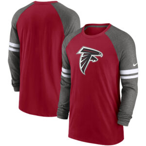 Nike Atlanta Falcons Performance Raglan-Langarm-T-Shirt für Herren in Rot/Charcoal