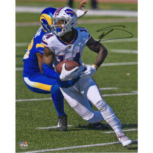 Stefon Diggs, Buffalo Bills, signiertes Lauffoto, 16 x 20 Zoll, weißes Trikot