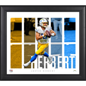 Justin Herbert, Los Angeles Chargers, gerahmt, 15 x 17 Zoll, Spielerpanel-Collage