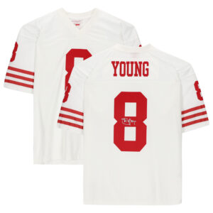 Von Steve Young signiertes weißes Mitchell & Ness-Replika-Trikot der San Francisco 49ers