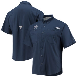 Columbia Dallas Cowboys Tamiami Omni-Shade Button-Down-Hemd für Herren, Marineblau