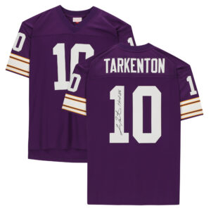 Von Fran Tarkenton signiertes violettes Mitchell & Ness-Replikatrikot der Minnesota Vikings mit der Aufschrift „HOF 86“