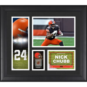 Gerahmte Spielercollage der Cleveland Browns von Nick Chubb, 15 x 17 Zoll, mit einem Stück eines beim Spiel verwendeten Footballs