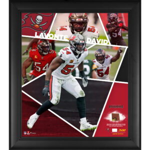 Lavonte David Tampa Bay Buccaneers, gerahmte Collage eines Impact-Players, 15 x 17 Zoll, mit einem Stück eines beim Spiel verwendeten Footballs, limitierte Auflage von 500 Stück