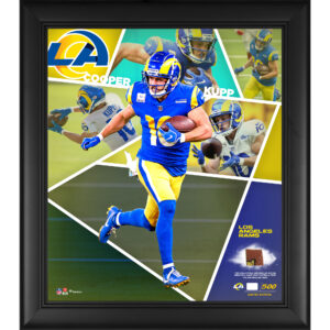 Cooper Kupp Los Angeles Rams – gerahmte Collage mit Impact-Spielern, 38,1 x 43,2 cm, mit einem Stück eines beim Spiel verwendeten Footballs – limitierte Auflage von 500 Stück