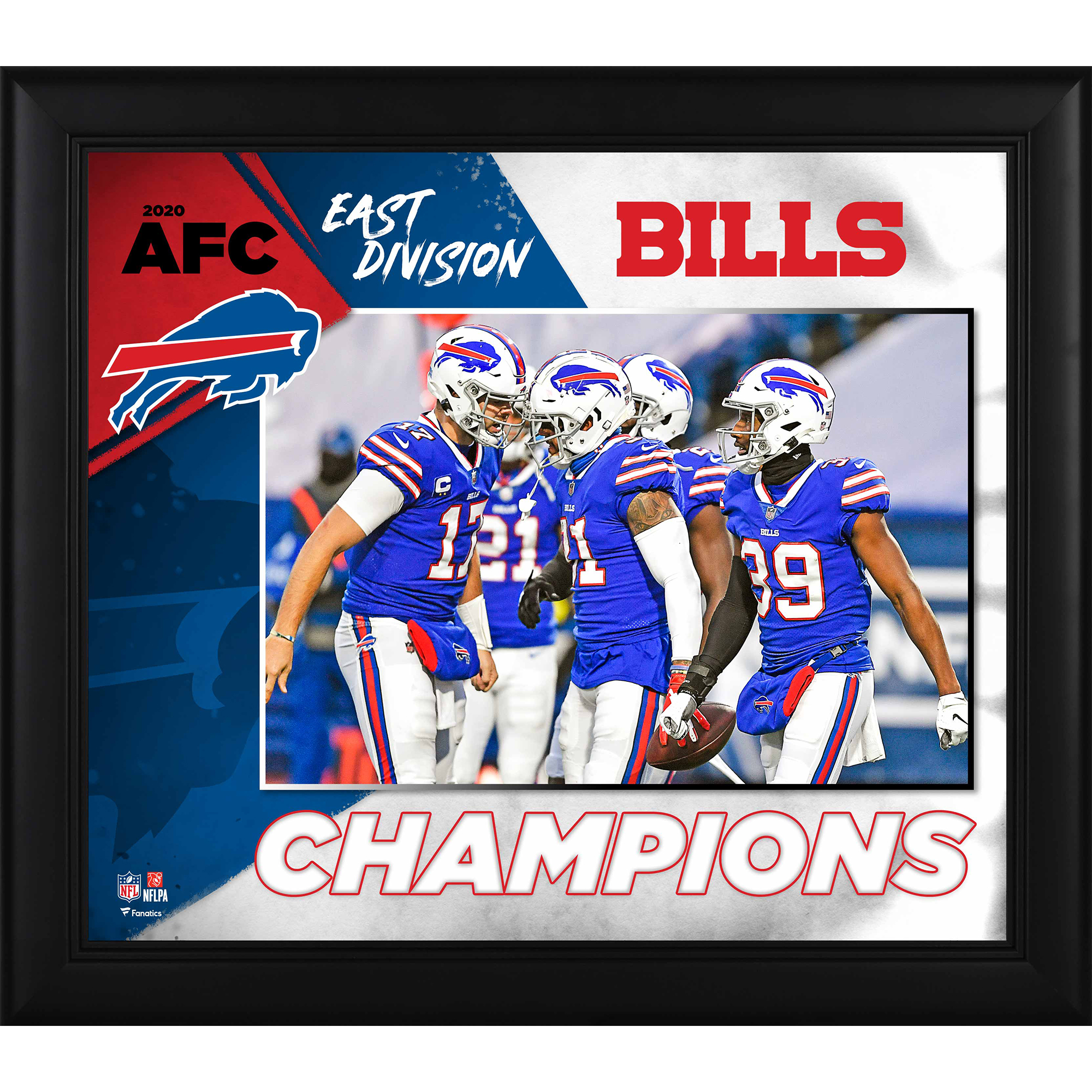 Buffalo Bills – gerahmte Collage mit Meisterschaftstiteln der AFC East Division 2020, 15 x 17 Zoll