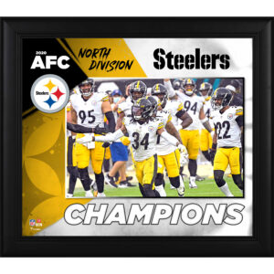 Pittsburgh Steelers – gerahmte Collage mit Meisterschaftstiteln der AFC North Division 2020, 15 x 17 Zoll