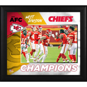 Kansas City Chiefs – gerahmte Collage mit Meistertiteln der AFC West Division 2020, 15 x 17 Zoll