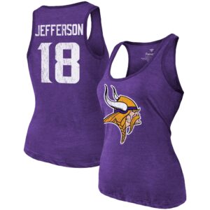 Majestic Threads Justin Jefferson Minnesota Vikings Tri-Blend Tanktop für Damen, meliertes Lila