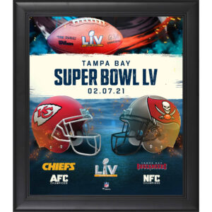 Kansas City Chiefs vs. Tampa Bay Buccaneers, gerahmt, 15 x 17 Zoll, Super Bowl LV Matchup-Collage