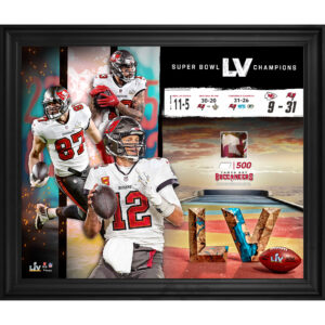 Gerahmte Collage der Tampa Bay Buccaneers, 50,8 x 61 cm, mit beim Spiel verwendetem Konfetti – limitierte Auflage von 500 Stück