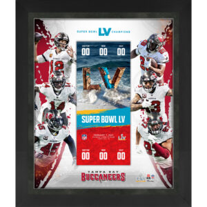 Tampa Bay Buccaneers – gerahmte Collage mit schwebenden Tickets für den Super Bowl LV Champions, 58,4 x 68,6 cm