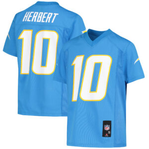 Justin Herbert, Puderblaues Los Angeles Chargers-Replika-Spielertrikot für Jugendliche