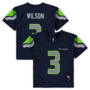 Vorschule Russell Wilson College Navy Seattle Seahawks Replica Spielertrikot