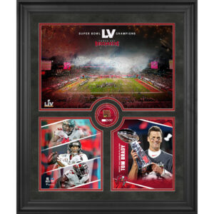 Gerahmte Collage der Tampa Bay Buccaneers mit den Super Bowl LV Champions im Format 20 x 24 Zoll mit einem Stück eines beim Spiel verwendeten Footballs – limitierte Auflage von 500 Stück