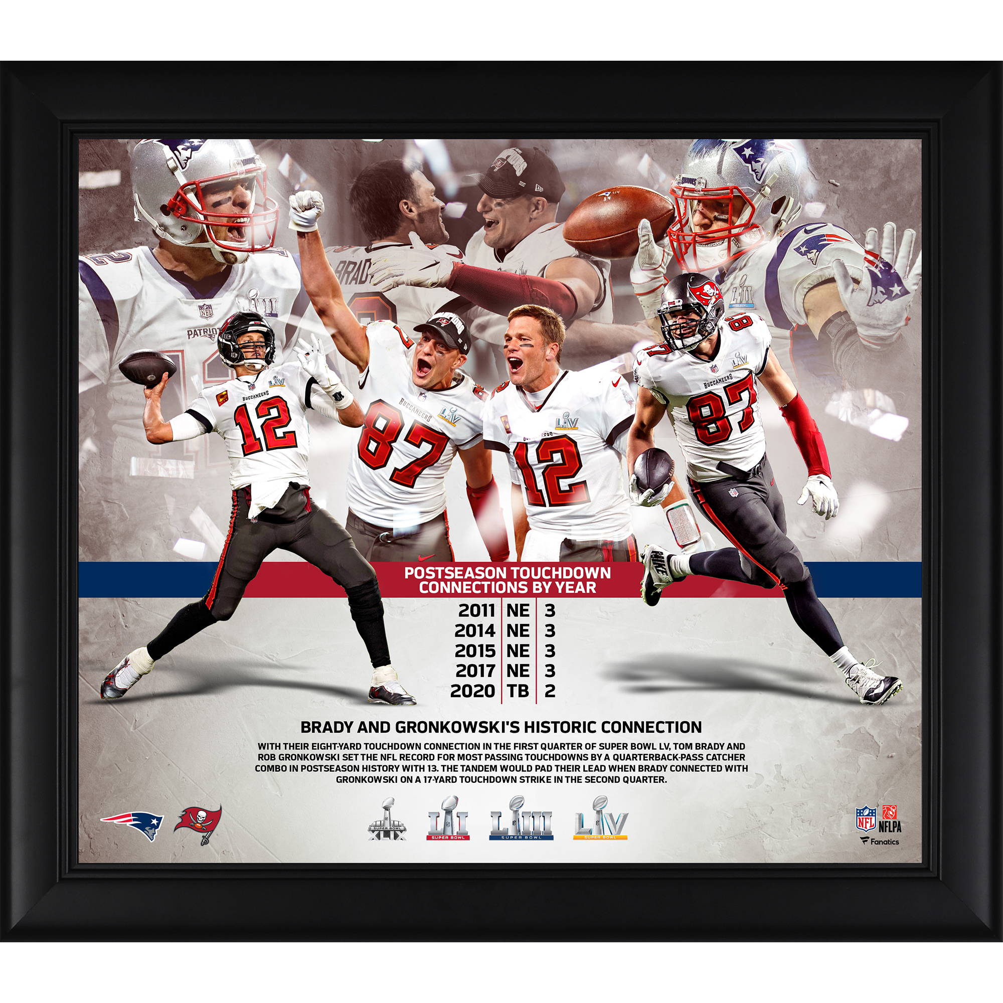 Tom Brady & Rob Gronkowski Tampa Bay Buccaneers gerahmt 15″ x 17″ NFL Playoffs Passing Connection Touchdown Rekord Collage