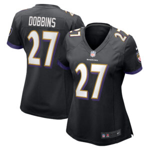 Schwarzes Nike J.K. Dobbins Baltimore Ravens-Spieltrikot für Damen