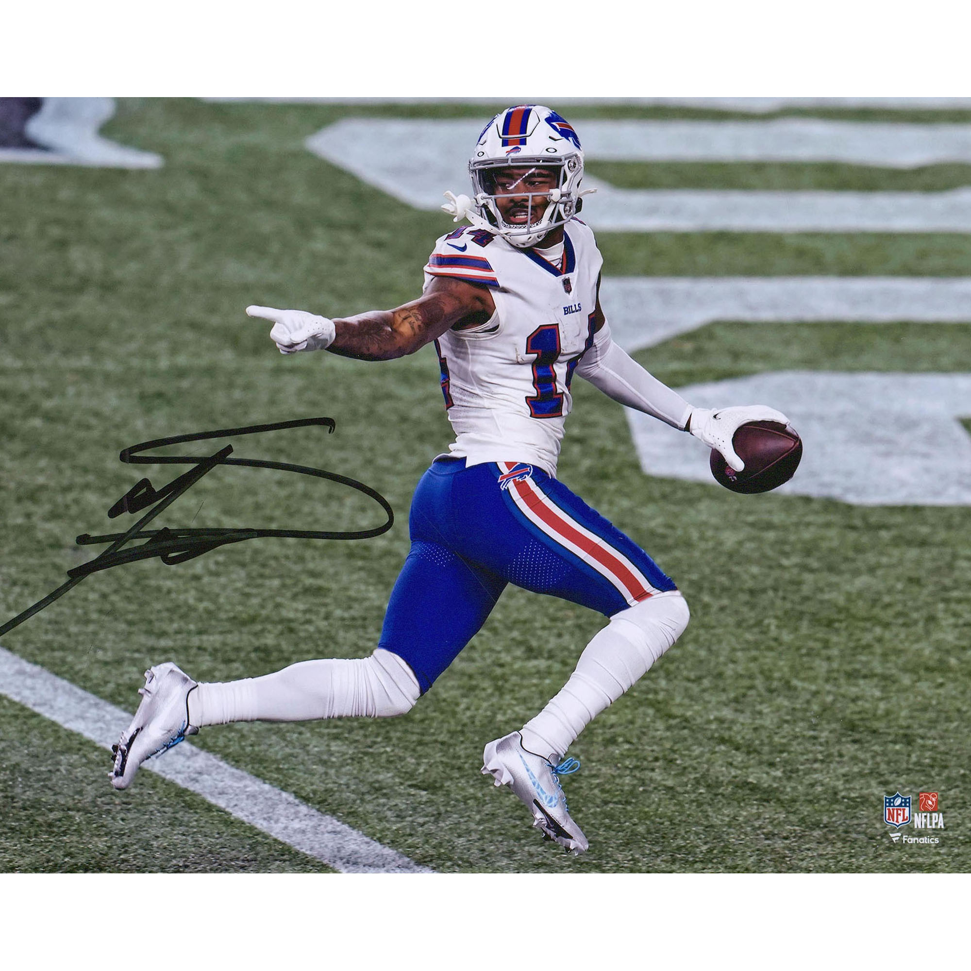 Signiertes 8 x 10 Zoll großes Foto von Stefon Diggs, Buffalo Bills, Touchdown gegen die New England Patriots