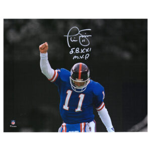 Phil Simms New York Giants signiertes 11″ x 14″ Arm Up Foto mit der Aufschrift „SB XXI MVP“