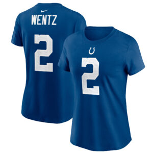 Nike Carson Wentz Royal Indianapolis Colts Name & Nummer T-Shirt für Damen