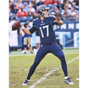 Autogramm von Ryan Tannehill, Tennessee Titans, 16 x 20 Zoll, Navy-Trikot-Passfoto