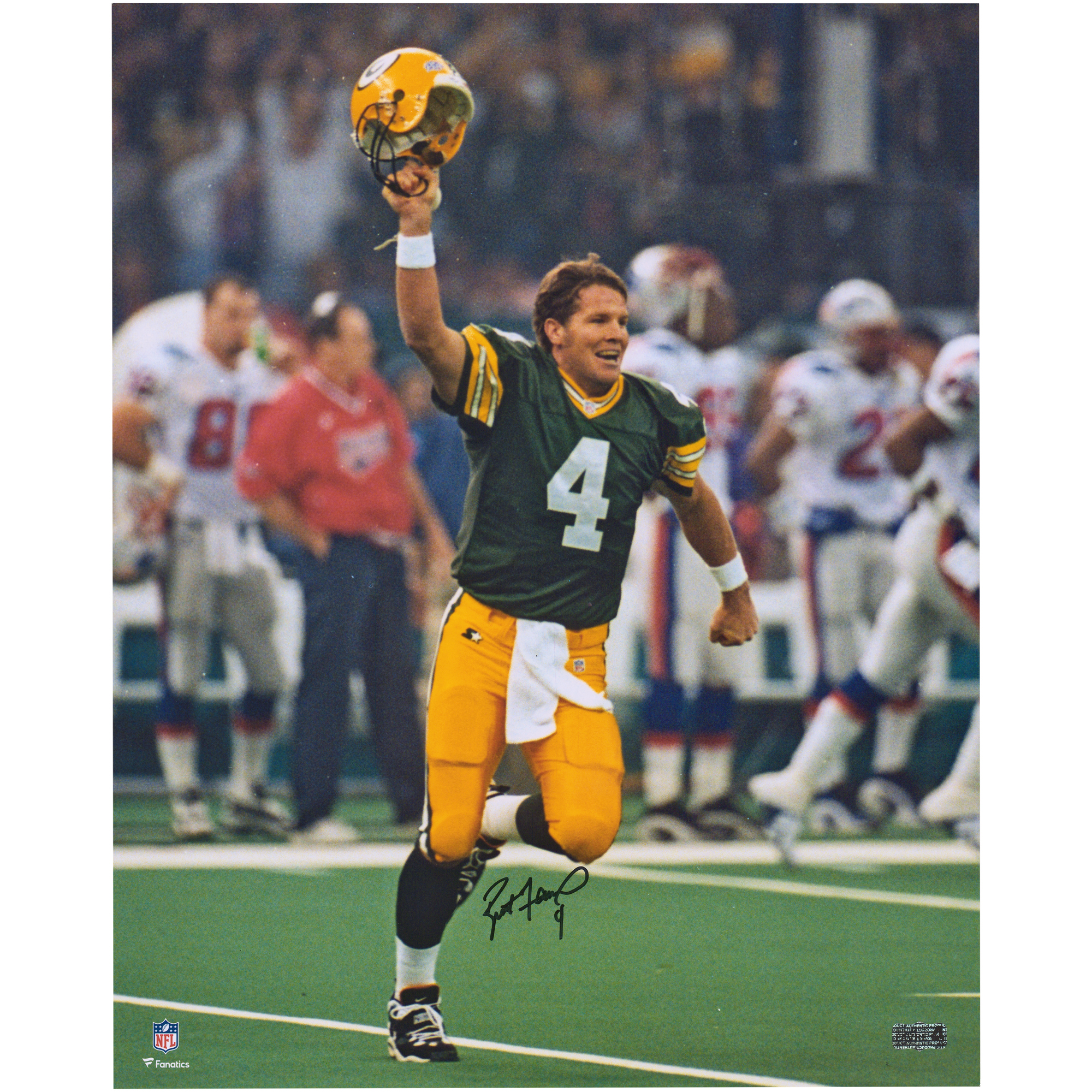 Von Brett Favre signiertes 16 x 20 Zoll großes Foto zur Feier des Super Bowl XXXI von den Green Bay Packers