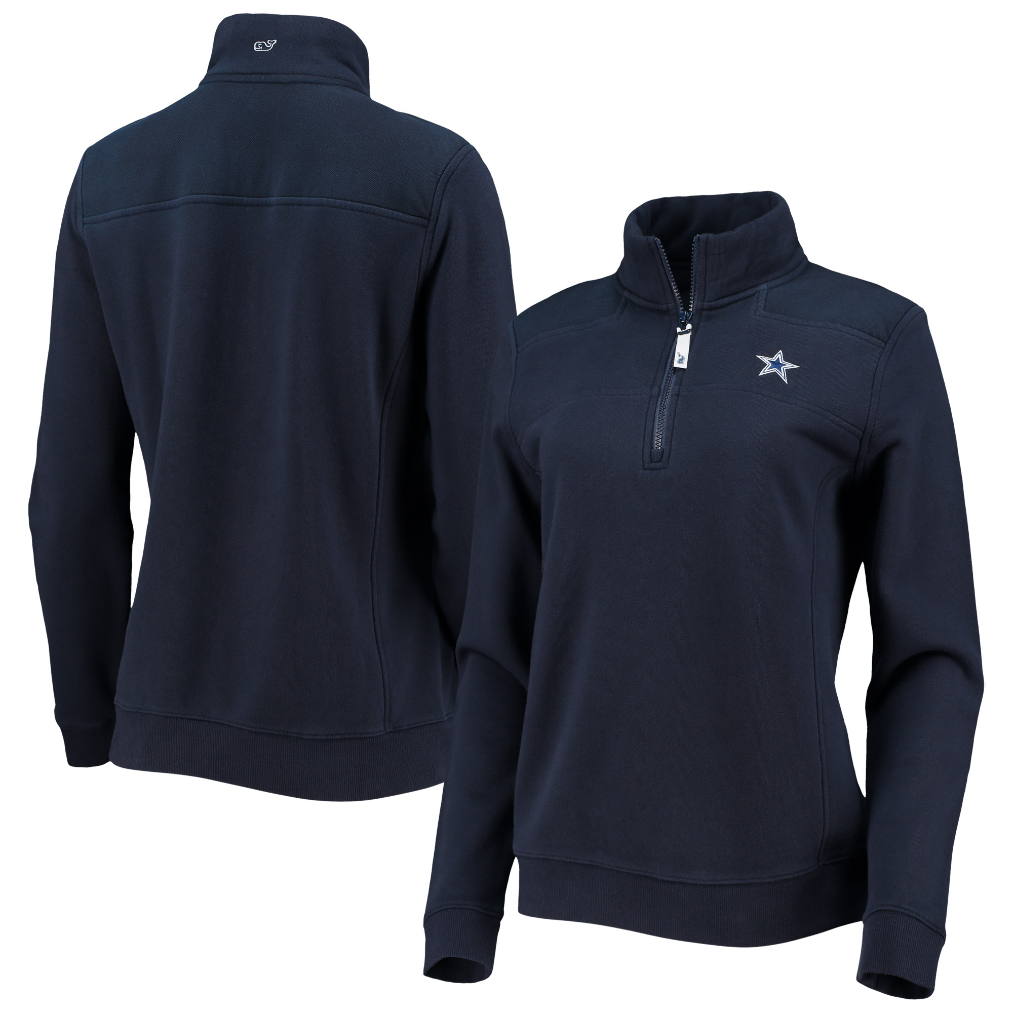 Dallas Cowboys Vineyard Vines Navy Shep Shirt Damen-Sweatshirt mit 1/4 Reißverschluss