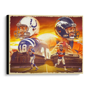 Peyton Manning Indianapolis Colts und Denver Broncos, unsigniert, gedehnt, 20 x 24 Zoll, Giclée – erstellt vom Künstler Brian Konnick