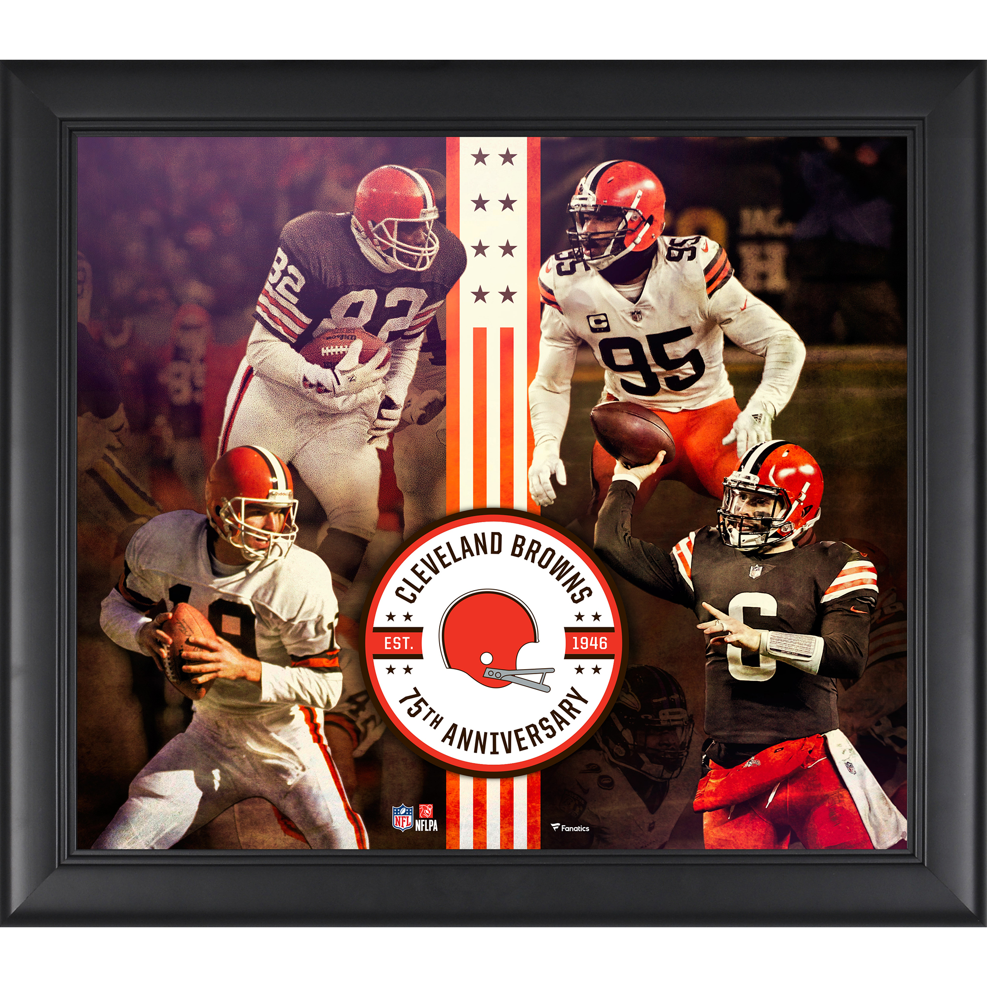 Cleveland Browns – gerahmte Collage zur 75. Jubiläumssaison, 15 x 17 Zoll