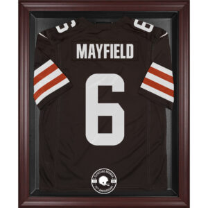 Cleveland Browns Trikot-Vitrine mit Mahagonirahmen zum 75. Jubiläum der Saison mit Logo