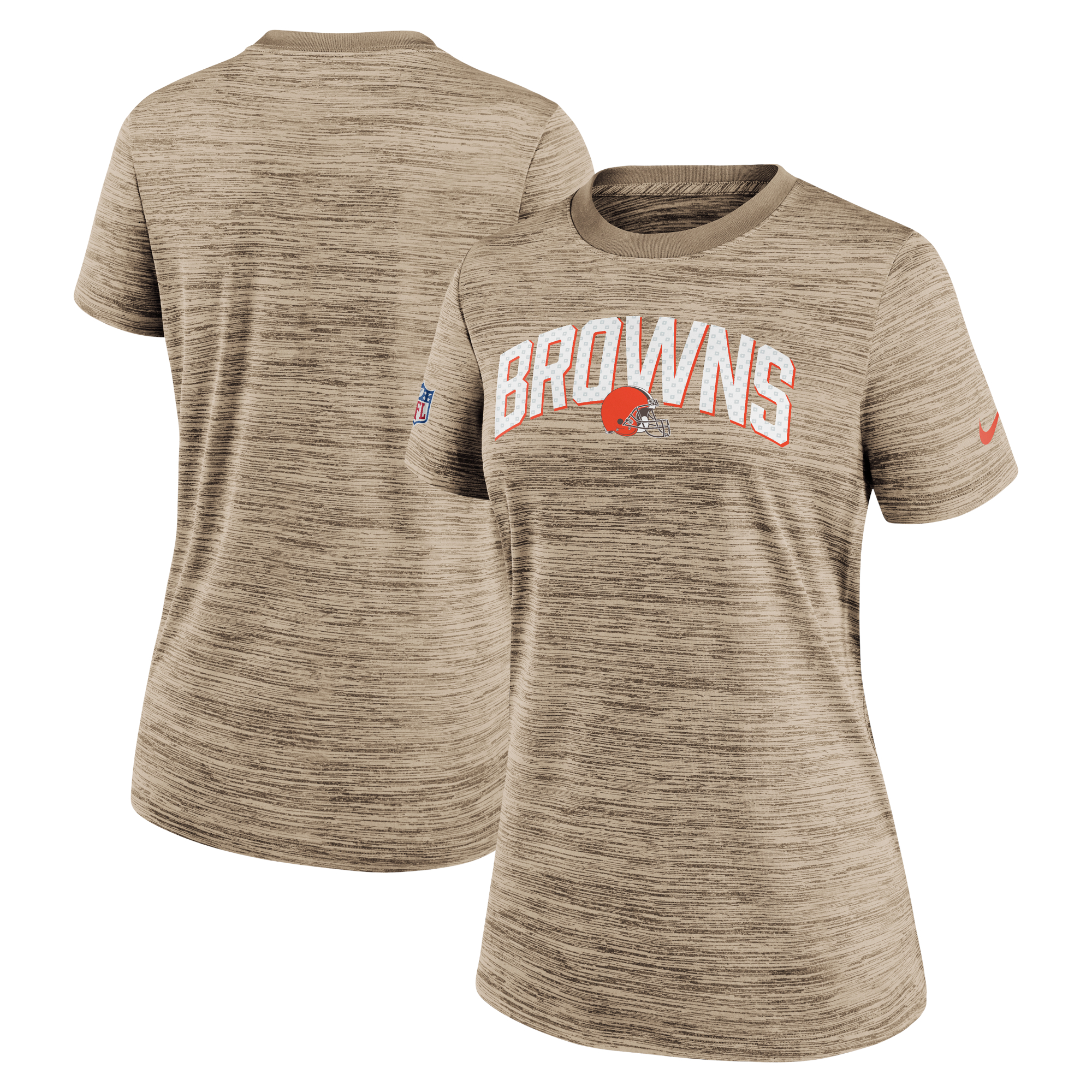 Nike Cleveland Browns Sideline Velocity Lockup Performance T-Shirt für Damen, braun