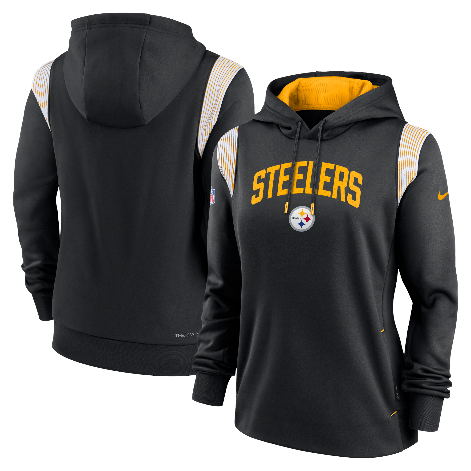 Nike Black Pittsburgh Steelers Sideline Stack Performance Pullover-Hoodie für Damen