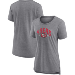 Grau meliertes San Francisco 49ers Drop Back Modern Tri-Blend T-Shirt mit Fanatics-Logo für Damen