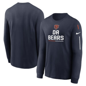Marineblaues Nike Chicago Bears Team Slogan Langarm-T-Shirt für Herren