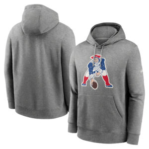 Nike Heathered Grey New England Patriots Rewind Club Fleece-Hoodie für Herren
