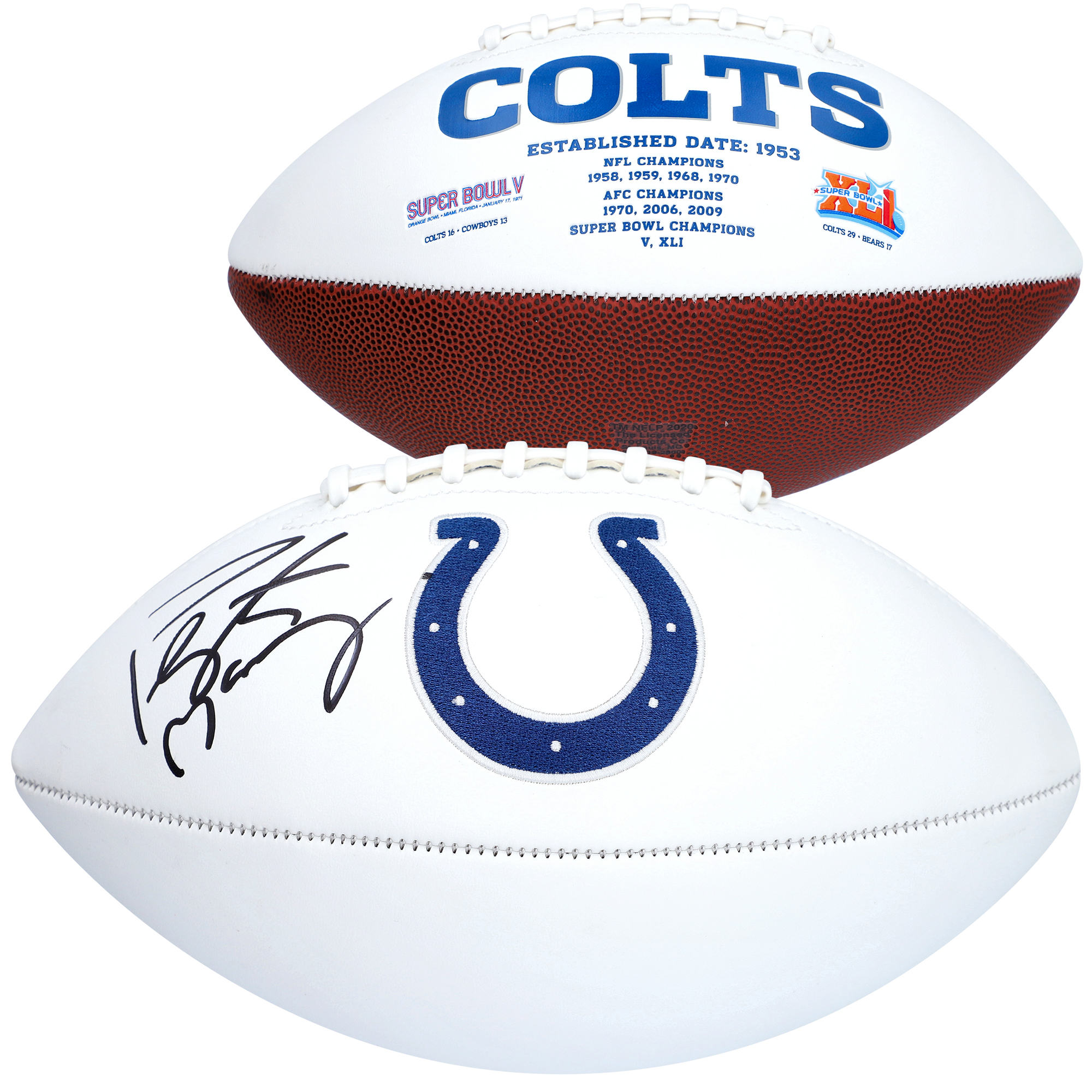 Peyton Manning Indianapolis Colts Autogramm-Football mit weißem Panel und Logo