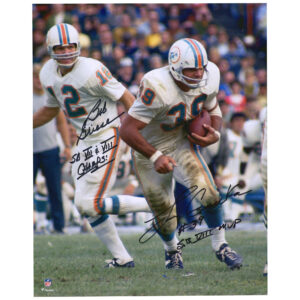 Signiertes 16 x 20 Zoll großes Foto von Bob Griese und Larry Csonka von den Miami Dolphins mit mehreren Super Bowl-Inschriften