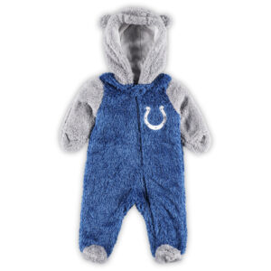 Schlafanzug für Neugeborene und Kleinkinder, Royal/Grau, Indianapolis Colts Game Nap, Teddyfleece, Wimpelkette mit durchgehendem Reißverschluss