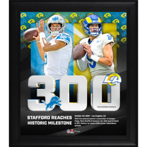 Matthew Stafford Los Angeles Rams Gerahmte Collage mit 300 Passing TD’s, 15 x 17 Zoll