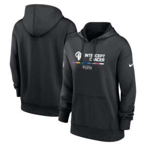 Schwarzer Nike Los Angeles Rams 2022 NFL Crucial Catch Therma Performance Pullover-Hoodie für Damen