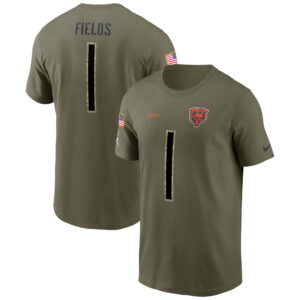 Nike Justin Fields Olive Chicago Bears 2022 Salute To Service Name & Number T-Shirt für Herren