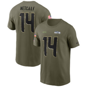 Nike DK Metcalf Olive Seattle Seahawks 2022 Salute To Service Name & Number T-Shirt für Herren