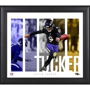 Justin Tucker, Baltimore Ravens, gerahmt, 15 x 17 Zoll, Spielerpanel-Collage