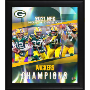 Gerahmte Collage der Green Bay Packers mit den Meistern der NFC North Division 2021, 38,1 x 43,2 cm