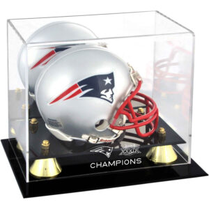 Goldener klassischer Mini-Helm-Schaukasten für die New England Patriots, Super Bowl XXXIX Champions