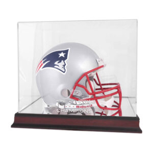 Mahagoni-Vitrine für Helme der New England Patriots, Super Bowl XXXVI Champions