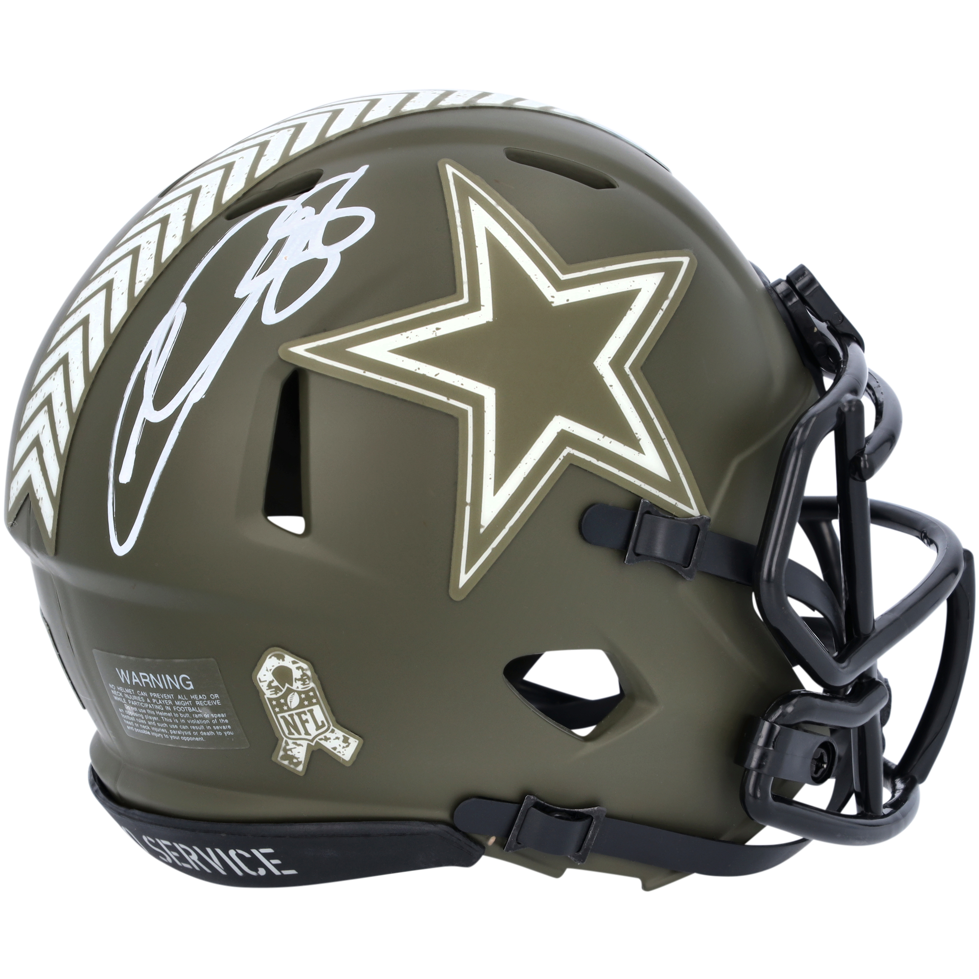 CeeDee Lamb Dallas Cowboys signierter Riddell 2022 Salute To Service Speed ​​Mini-Helm