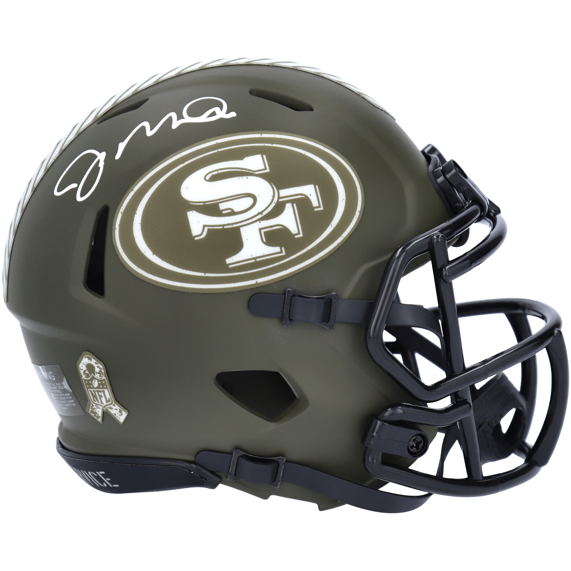 Joe Montana San Francisco 49ers signierter Riddell 2022 Salute To Service Speed ​​Mini-Helm