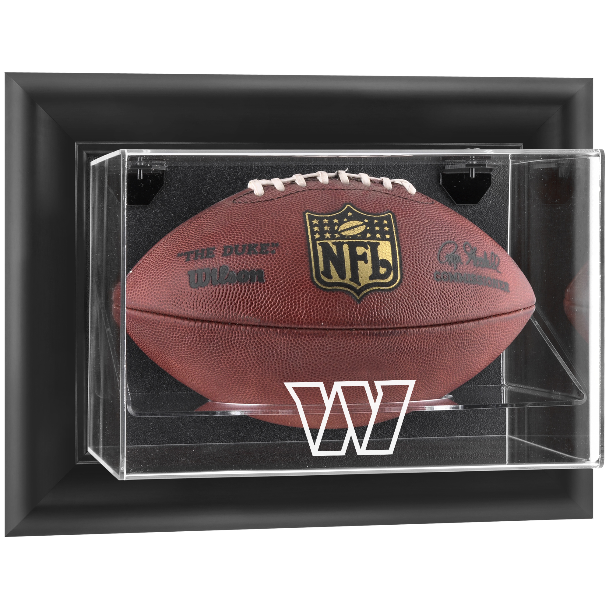 Washington Commanders – Wandvitrine mit Logo-Fußballmotiv, schwarzer Rahmen