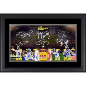 Los Angeles Rams Faksimile Signature Super Bowl LVI Champions Gerahmtes 10“ x 18“ Panoramafoto